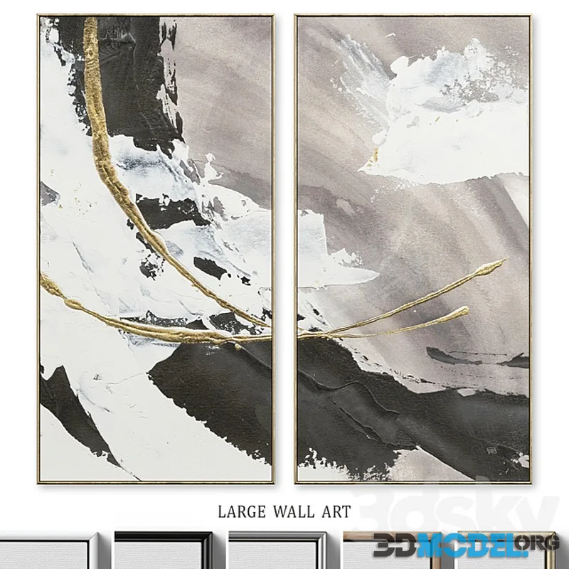 Large Glam Accent Textural Abstract Wall Art C 496