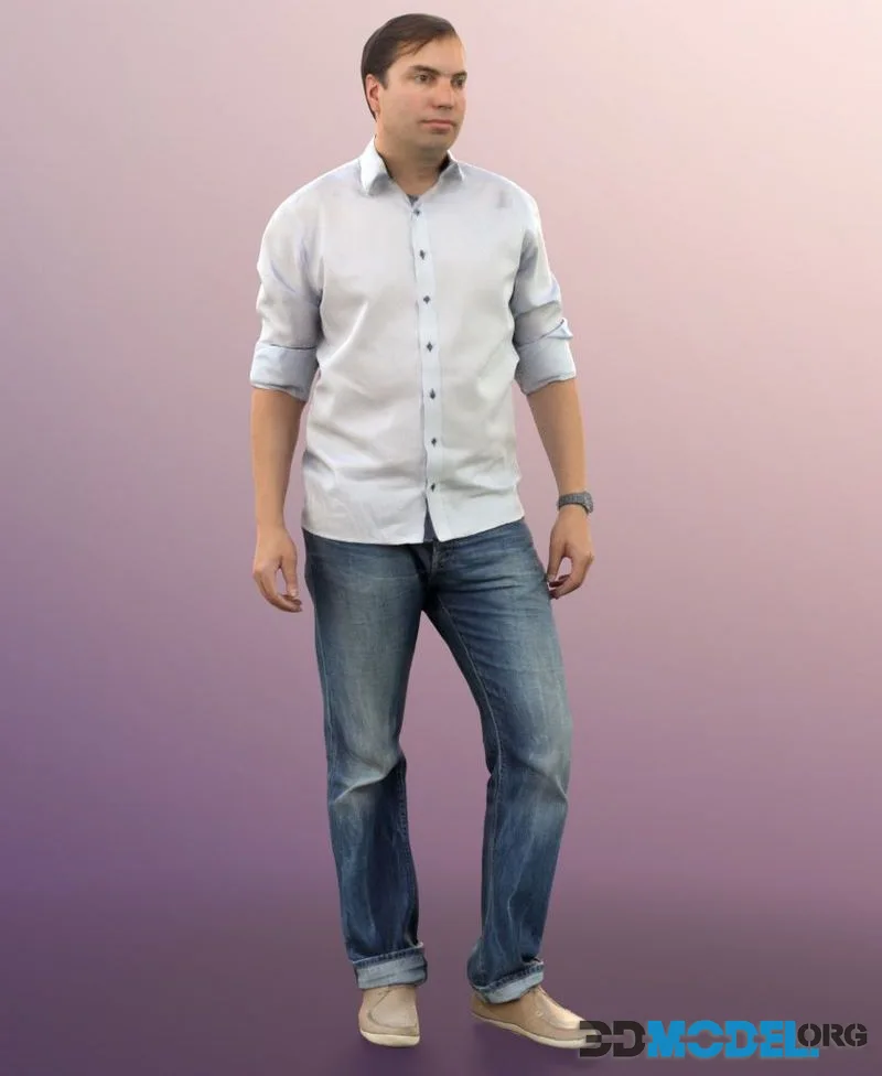 Man Standing Casual White Shirt (PBR)