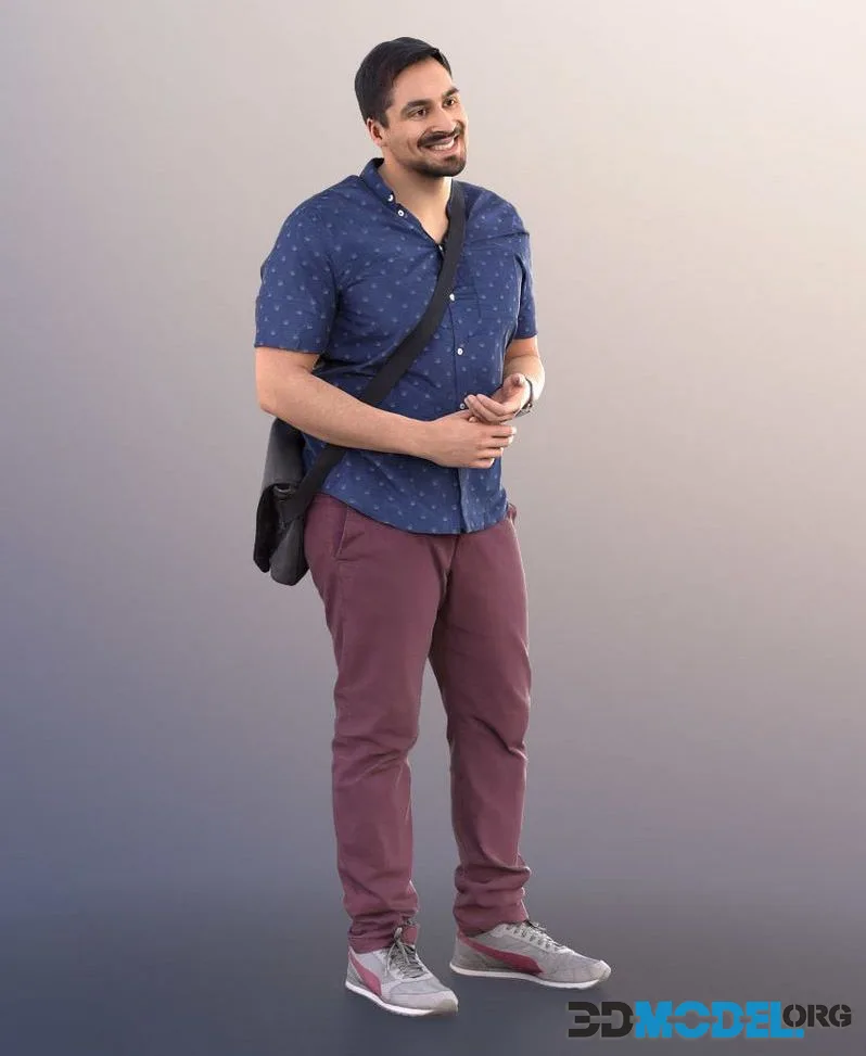 Man With Bag Talking And Standing low-poly (PBR)