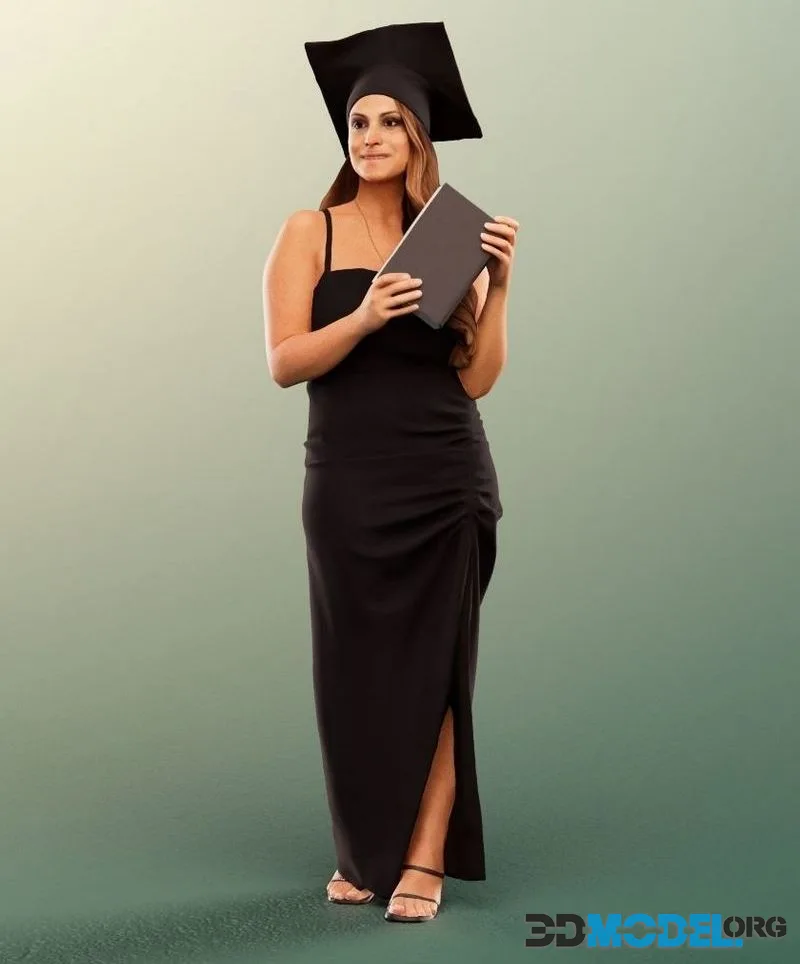 Mediterranean Woman Getting Her Diploma low-poly (PBR)