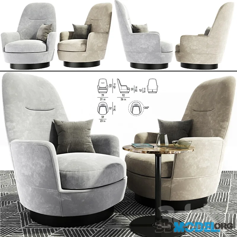 Minotti Jacques Arm chair With Table