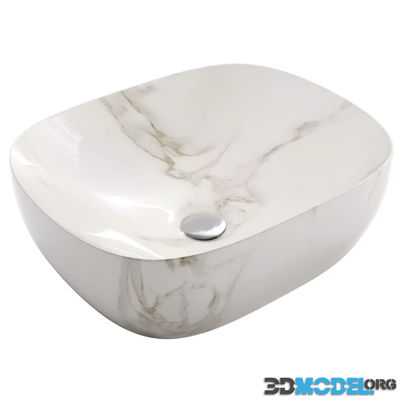 Oval ceramic sink with marble effect, Mabel