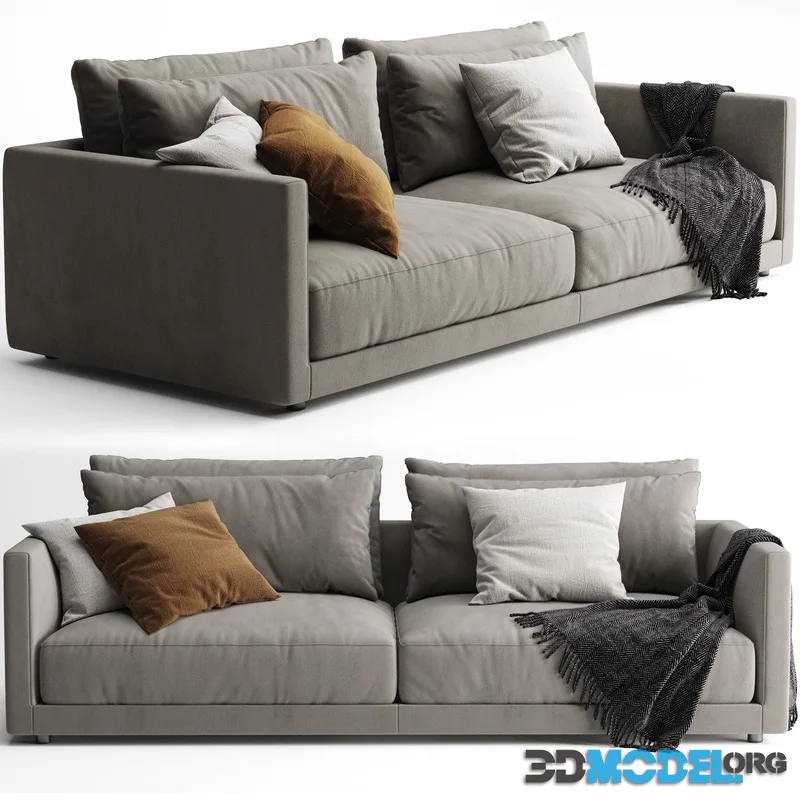 Poliform Bristol Sofa with plaid and decorative pillows