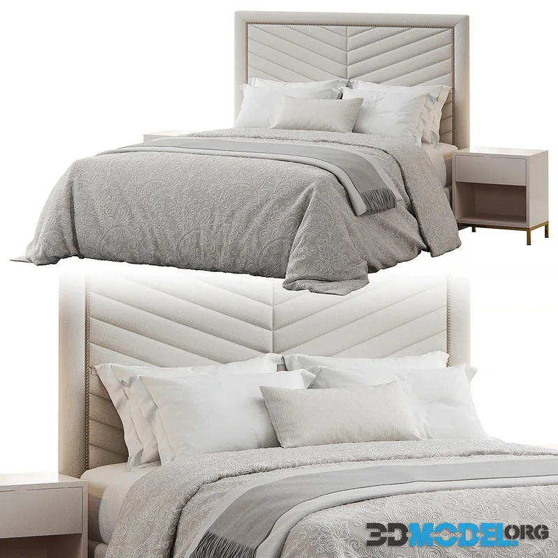 Rhys II Dovetail Tufted Nailhead Headboard Bed
