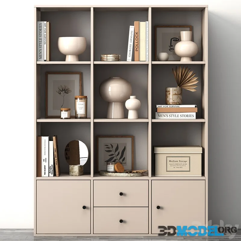 Shelving Kane Latte with decor