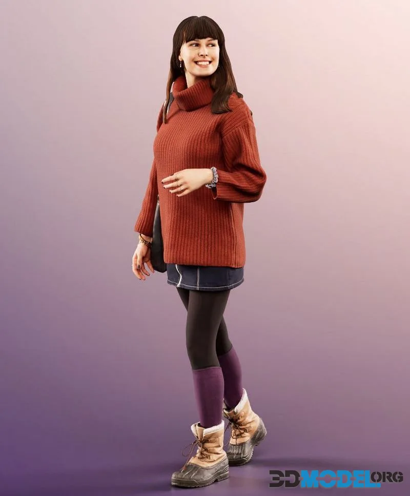 Smiling Young Woman Walking (PBR)