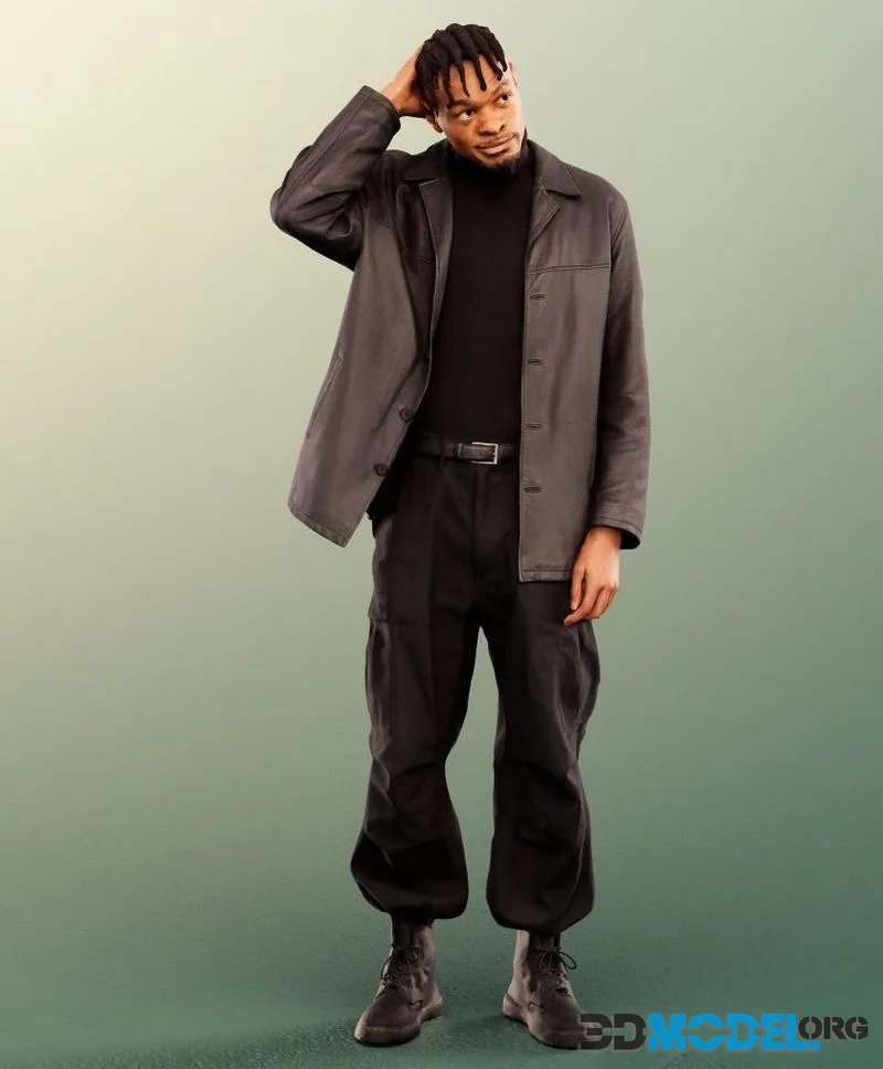 Standing Black Man low-poly (PBR)