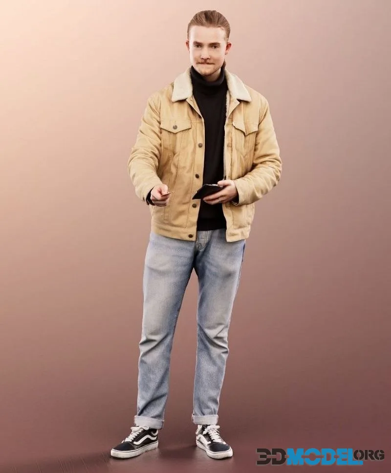 Standing Casual Man Paying low-poly (PBR)