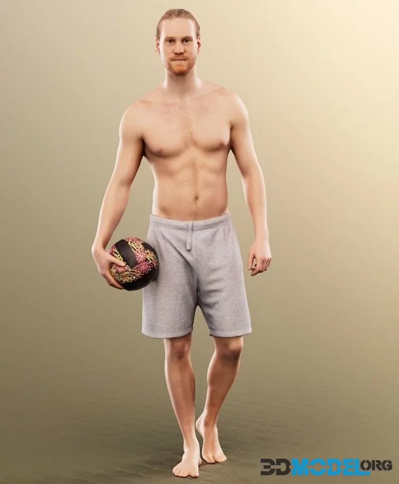 Standing Man In Trunks Beachvolleyball low-poly (PBR)