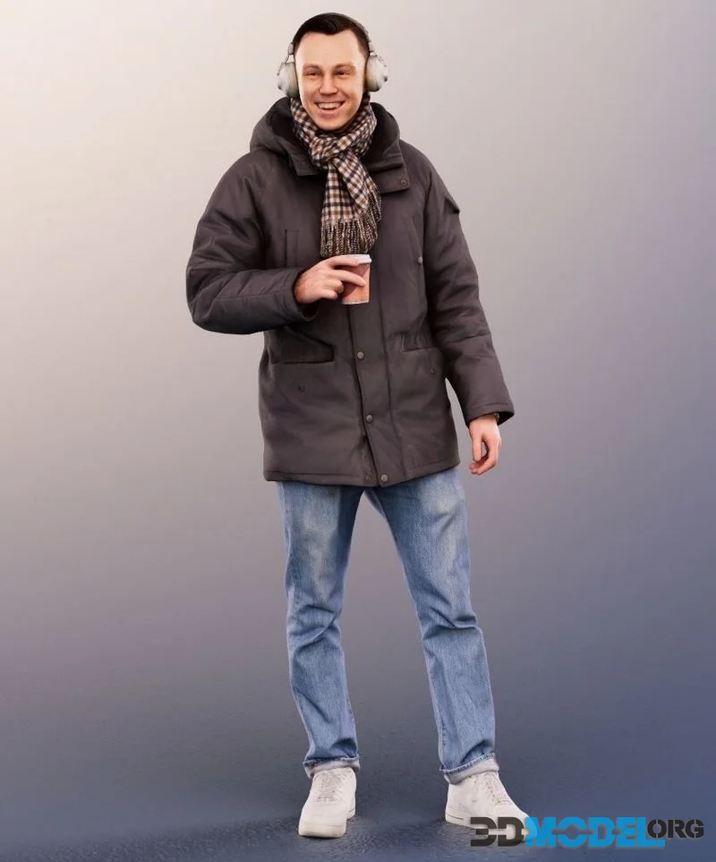 Standing Man In Winter Outfit low-poly (PBR)