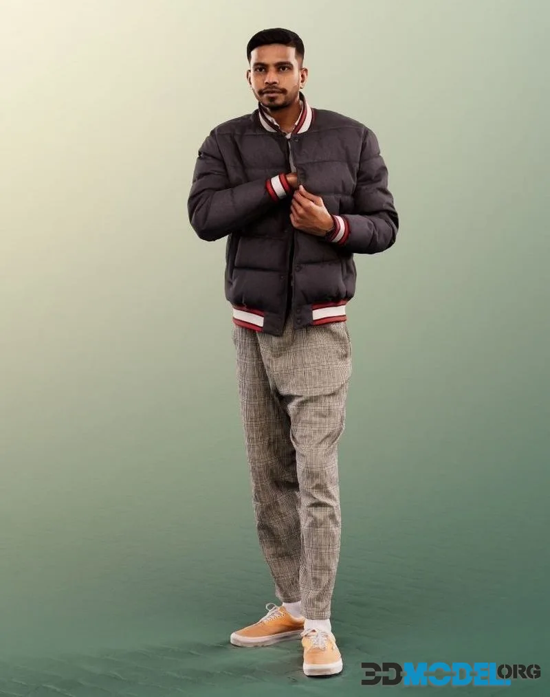 Standing Mediterranean Man Jacket Pocket low-poly (PBR)
