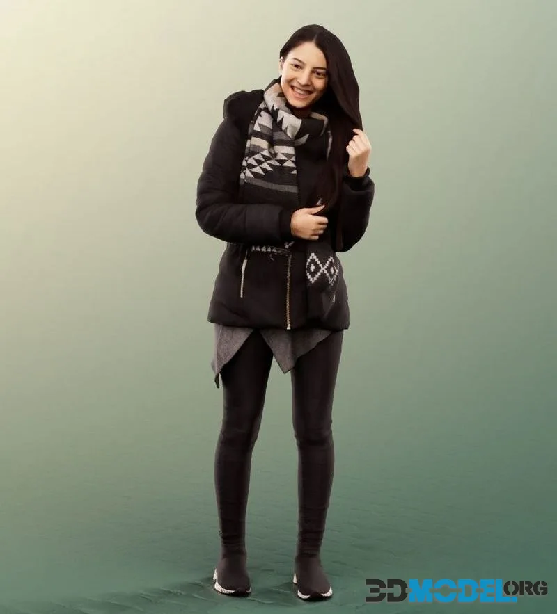 Standing Woman In Winter Outfit low-poly (PBR)