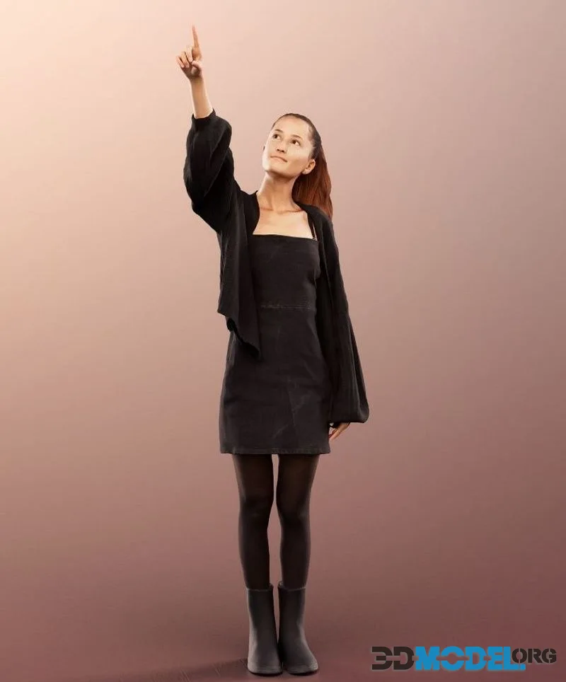 Standing Woman Pointing low-poly (PBR)