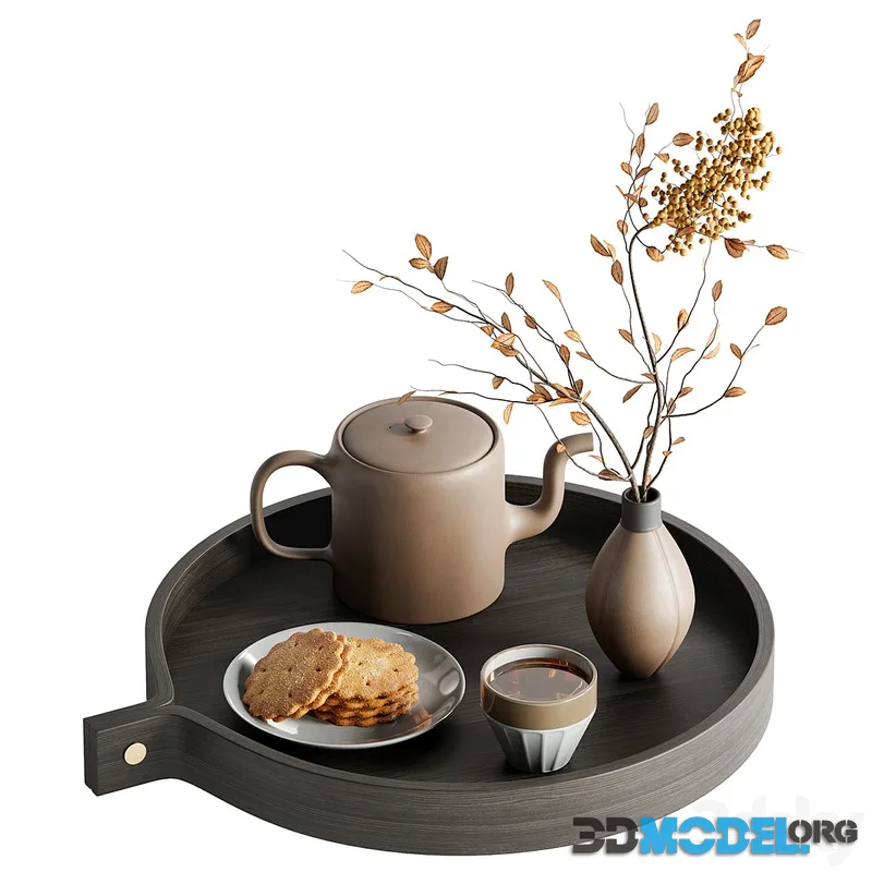 Tea set and cookies, dry