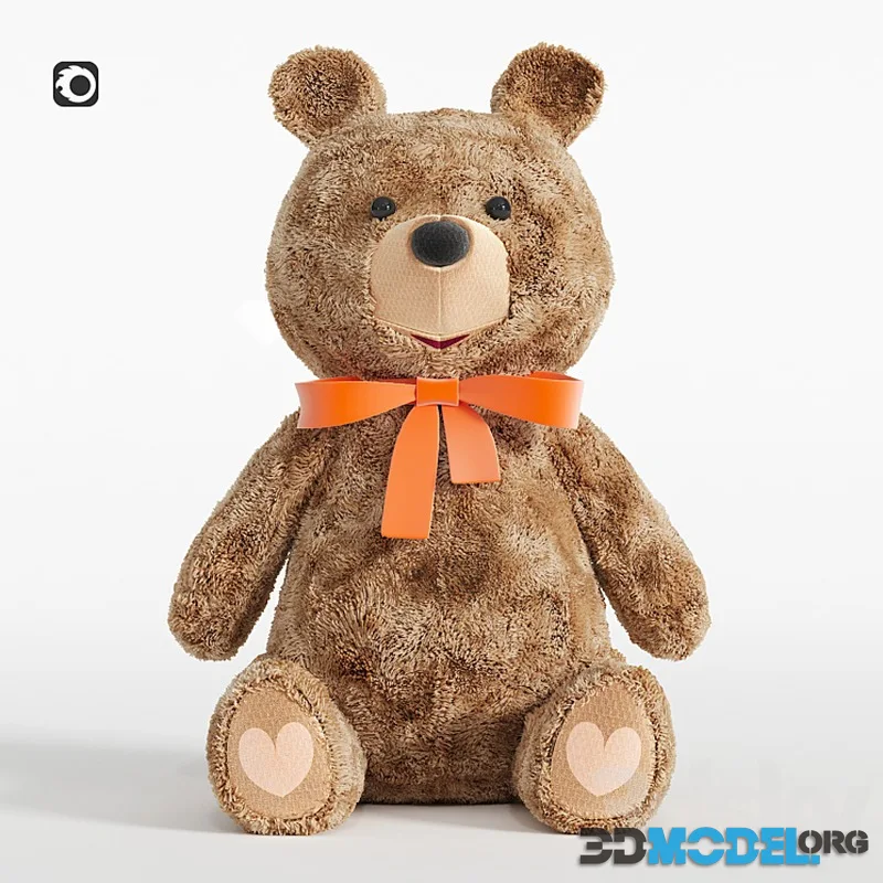 Teddy bear with an orange bow