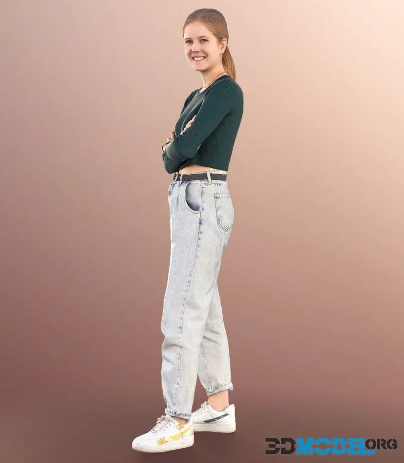 Teenage Girl Standing low-poly (PBR)