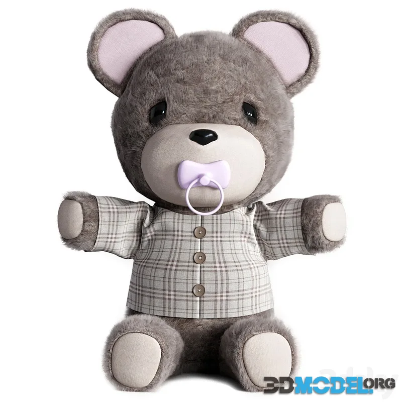 Toy bear with a pink pacifier