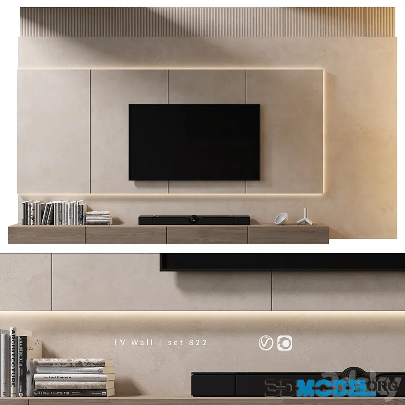 TV Wall set 822 with decor