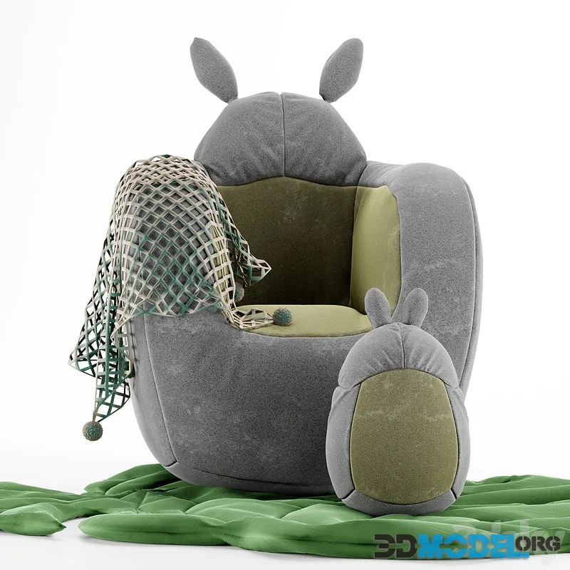 Upholstered armchair Totoro design LeDomino