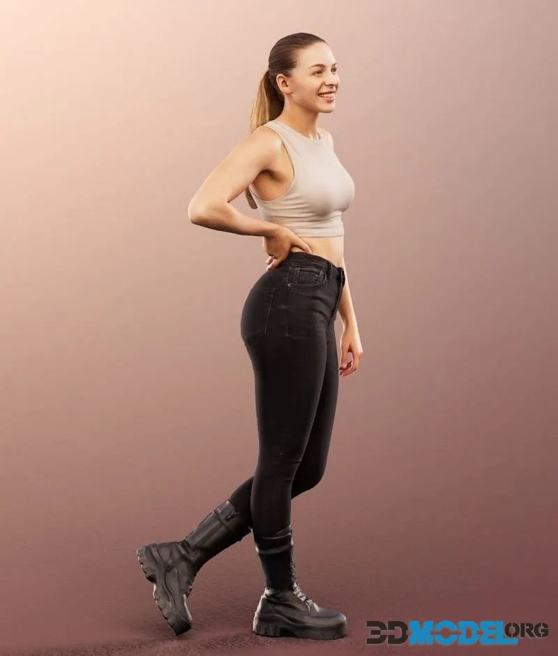 Walking Athletic Woman low-poly (PBR)