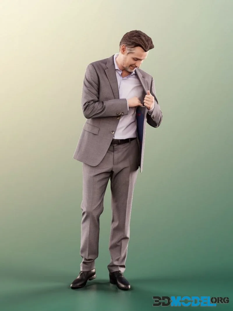 Walking Best Ager Man In Suit low-poly (PBR)