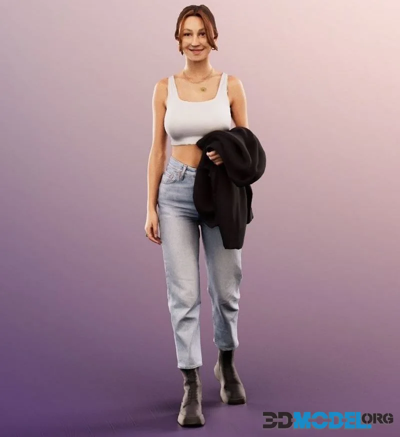 Walking Casual Mediterranean Woman low-poly (PBR)