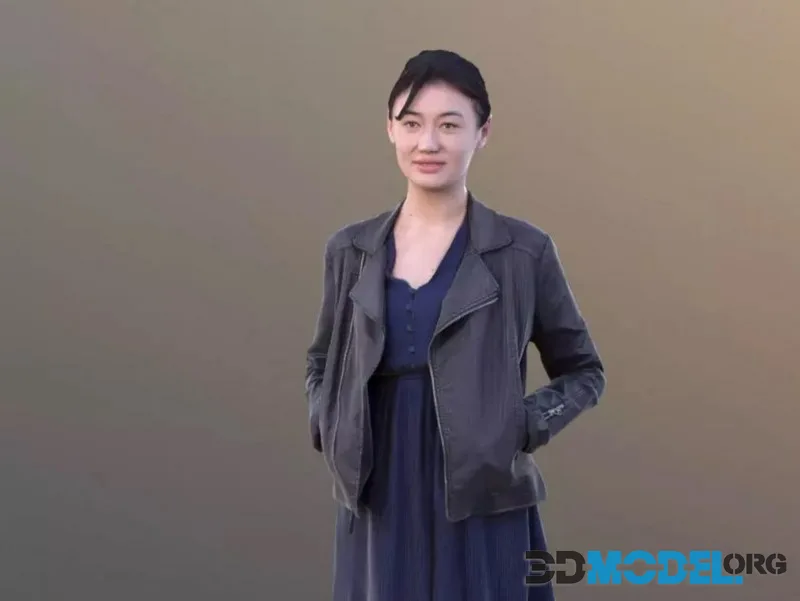 Walking Casual Woman lin a leather jacket (PBR)