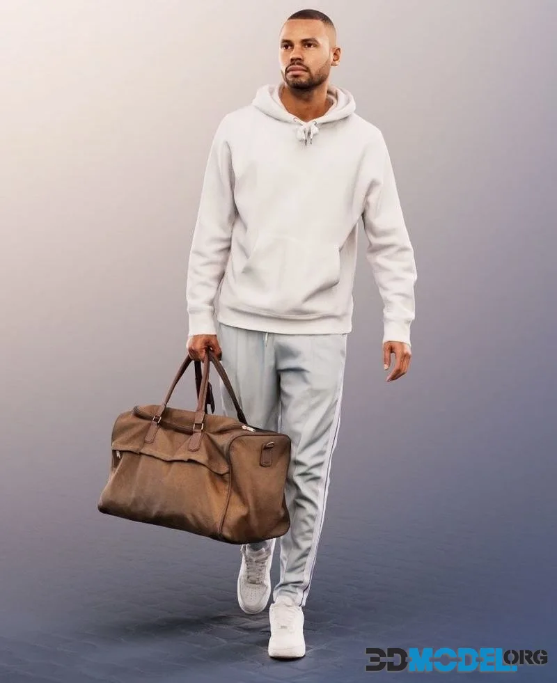 Walking Man With Bag low-poly (PBR)