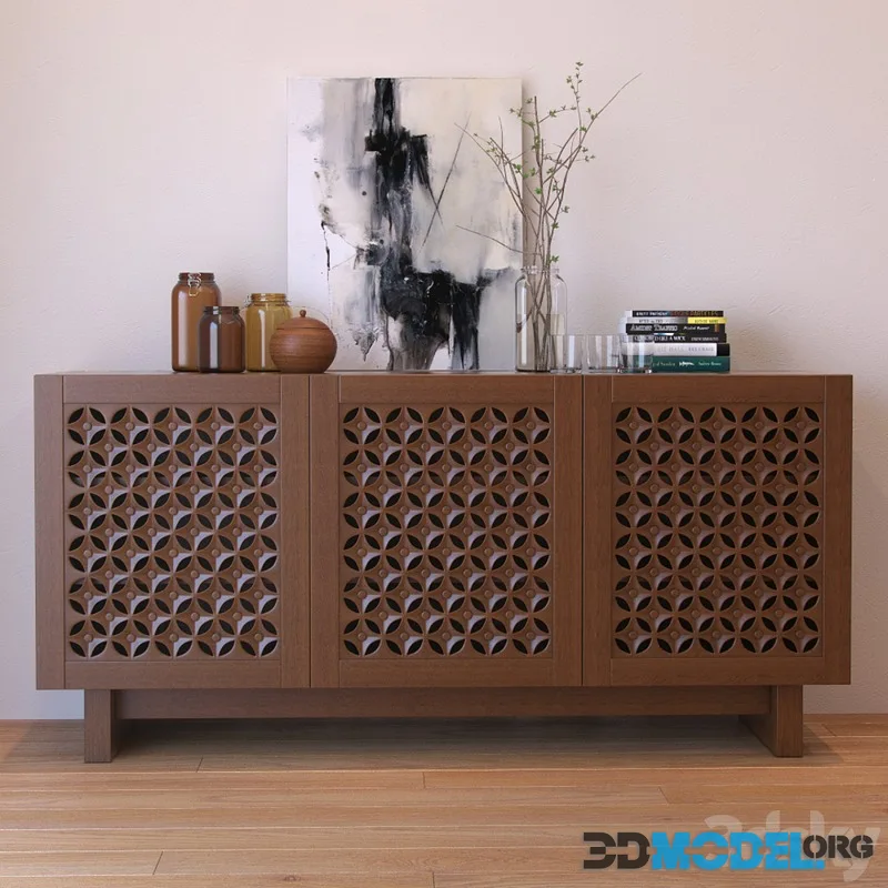 West Elm Carved Wood Media Console