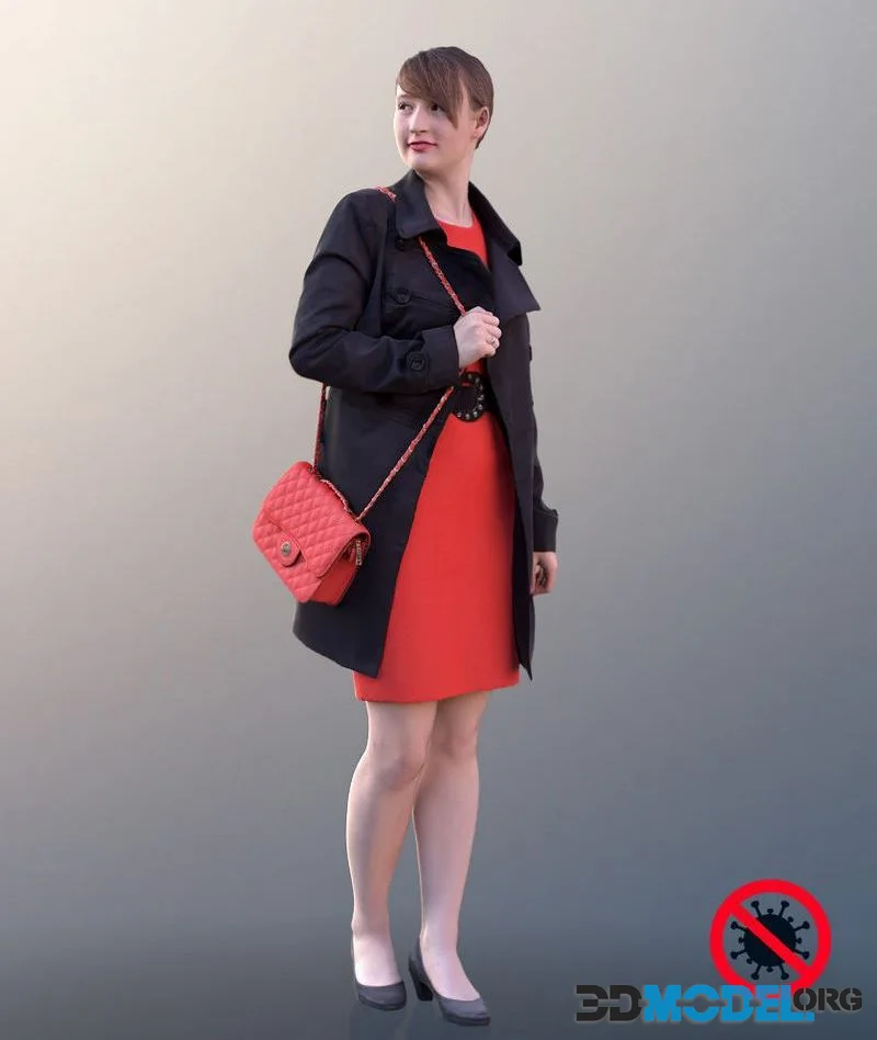 Woman In Red Dress With Purse And Mask (PBR)