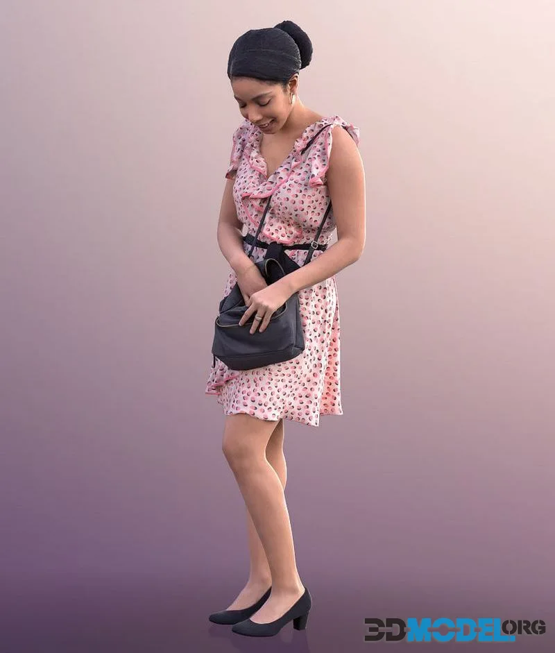 Woman In Summer Dress Looking Through Her Purse (PBR)
