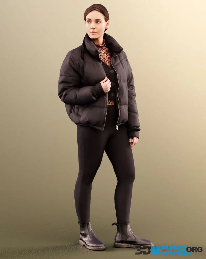 Woman in warm jacket waiting (PBR)