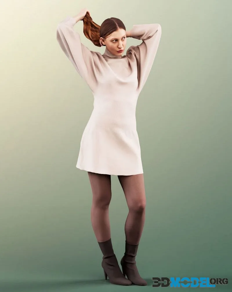 Woman short dress hair pretty (PBR)