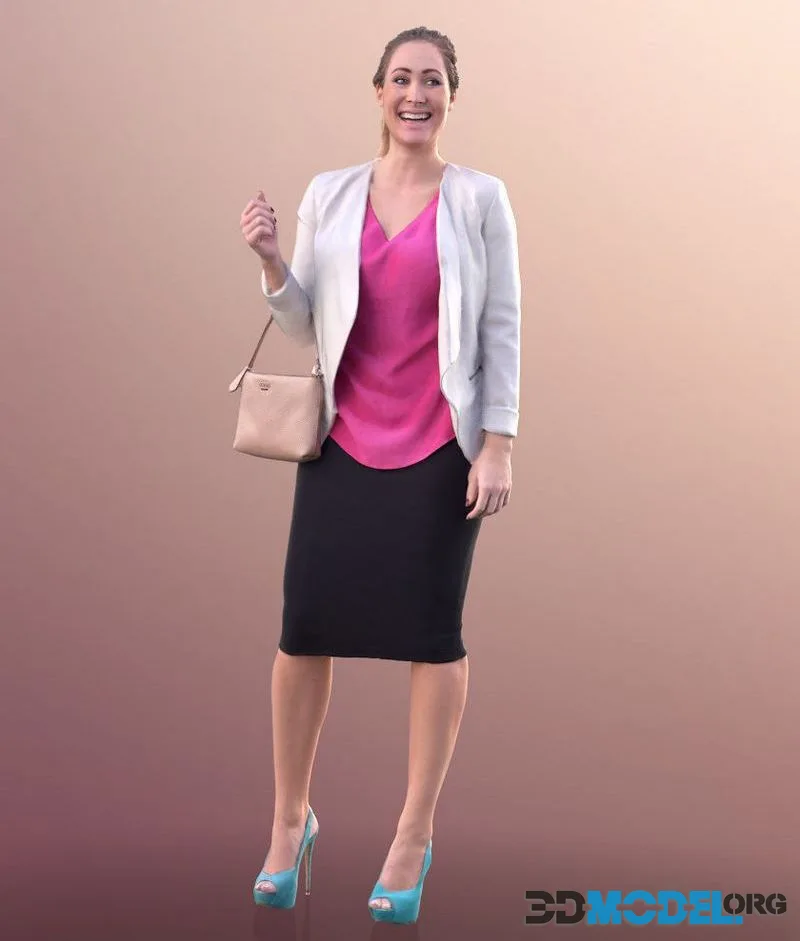 Woman Standing With Bag Lauthing low-poly (PBR)