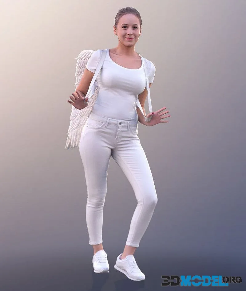 Woman Wearing Angel Wings Christmas low-poly (PBR)