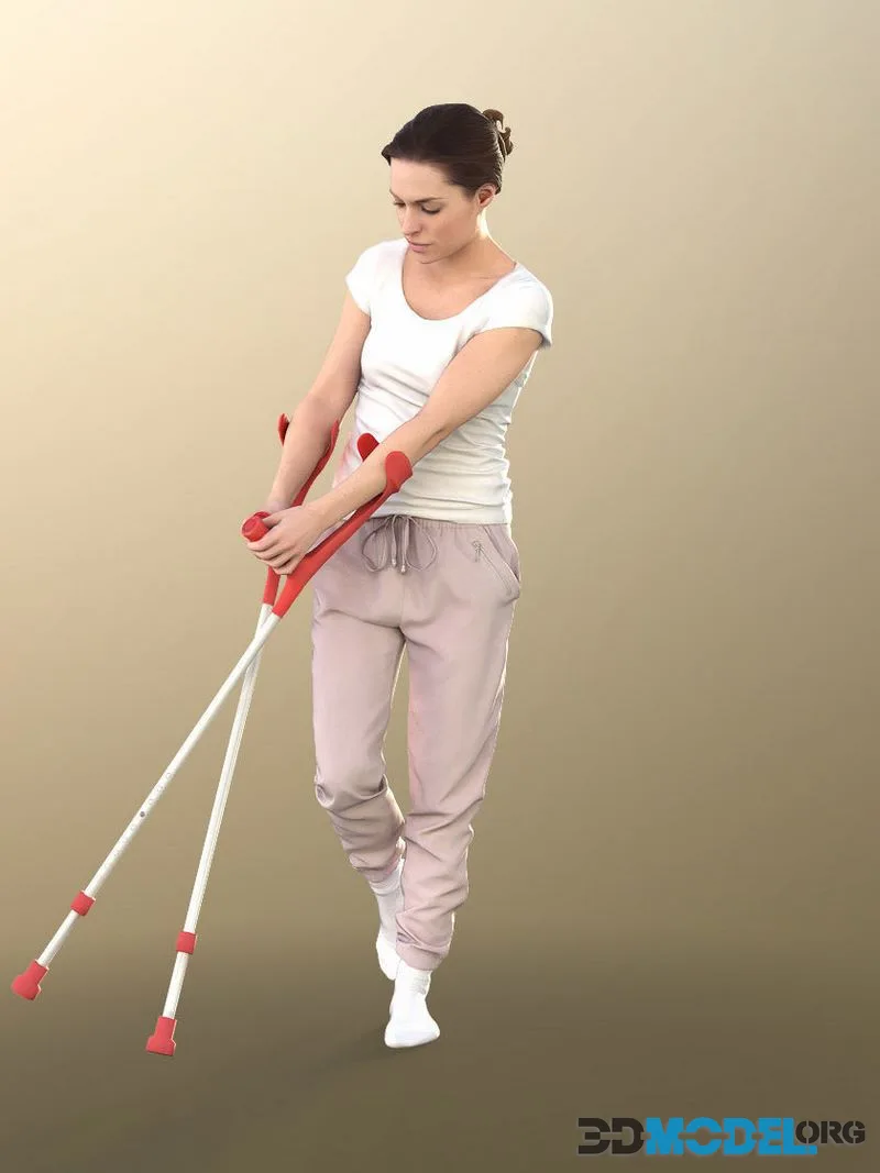 Woman With Crutches low-poly (PBR)