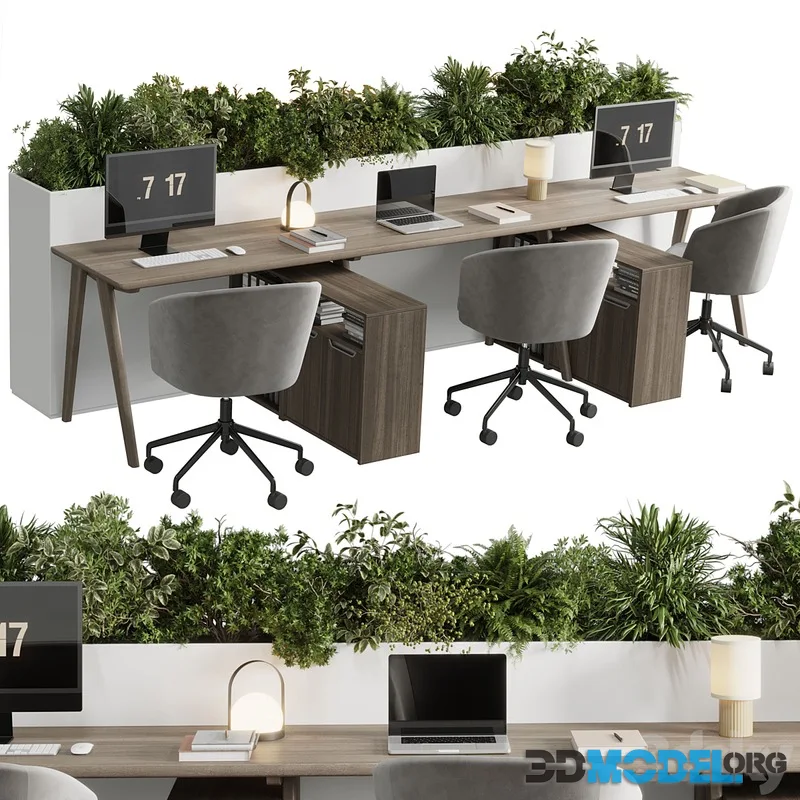 Workplace - Home office set - office furniture - Employee desk 26
