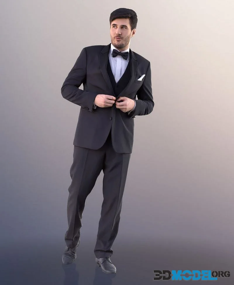 Young Man In Suit With Bow Tie Walking (PBR)