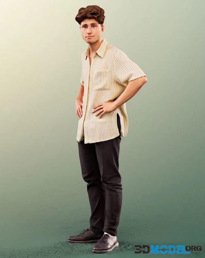Young Man Standing Hands On Hips low-poly (PBR)