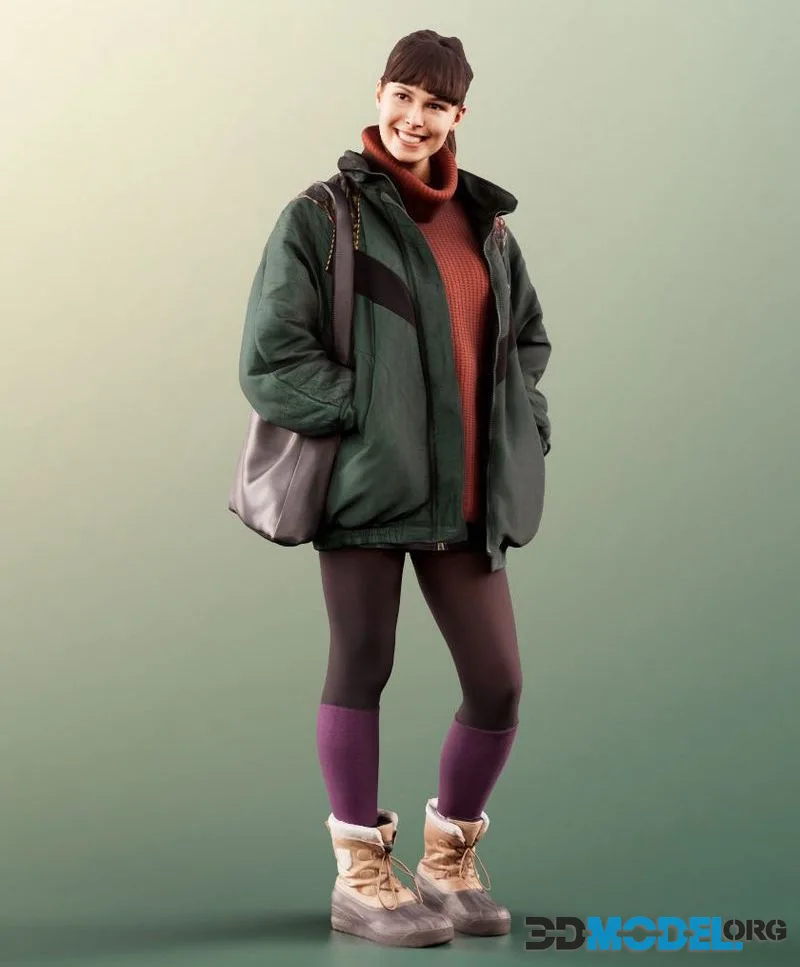 Young Woman Standing And Smiling With Bag (PBR)