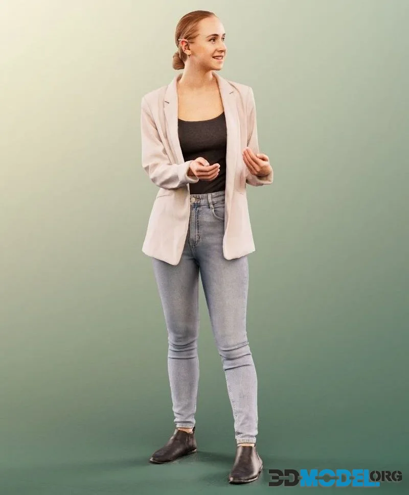 Young Woman Standing And Talking Gesticulating low-poly (PBR)