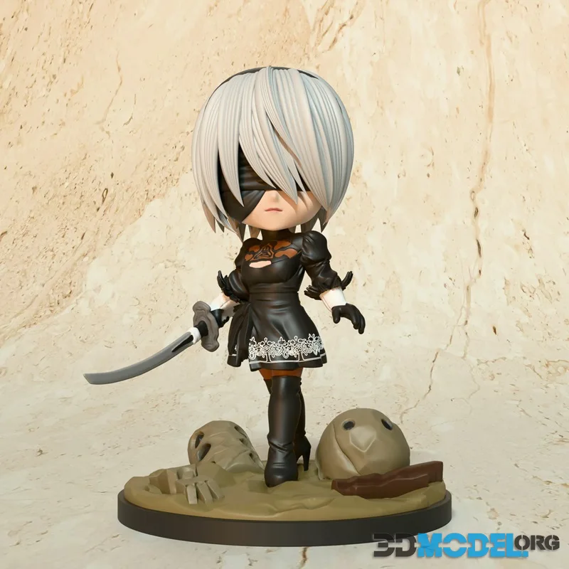 Chibi Land Figures - 2B Chibi Nier Automata Fan Art – Printable