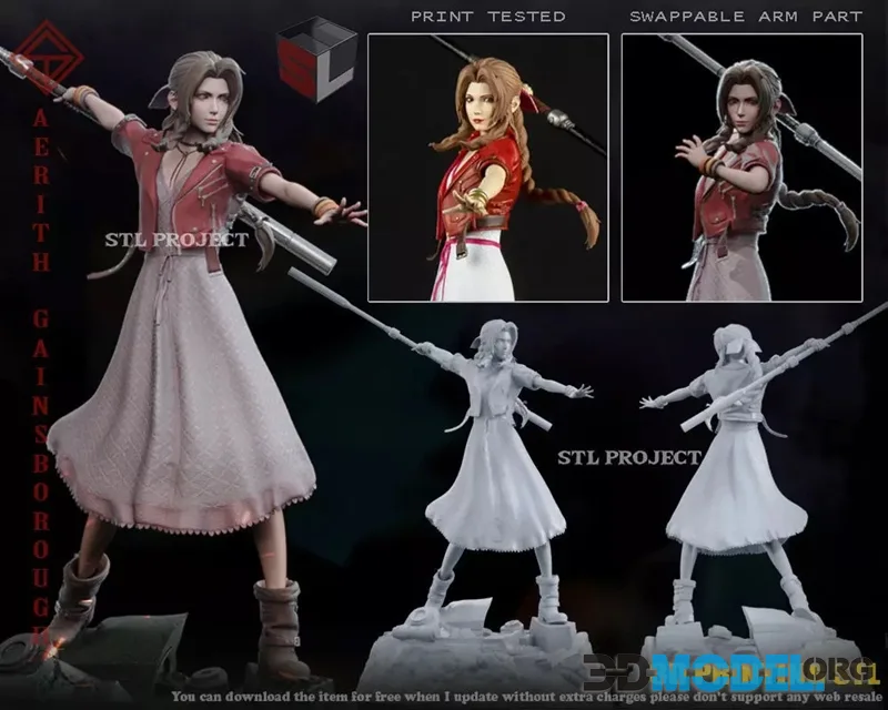 STL Project - Aerith Gainsborough – Printable