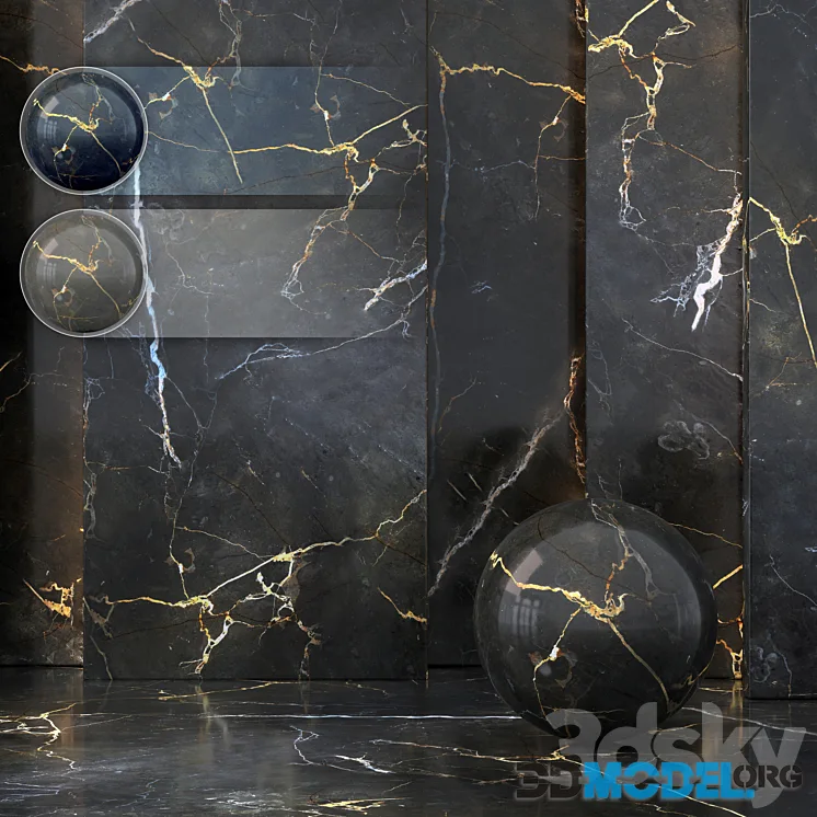 3 Imperial Gold Black Marble (Seamless – Tileable)