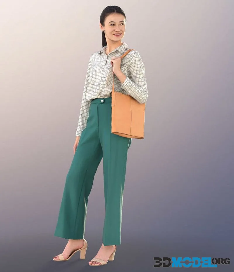 Asian Business Woman With Handbag low-poly (PBR)