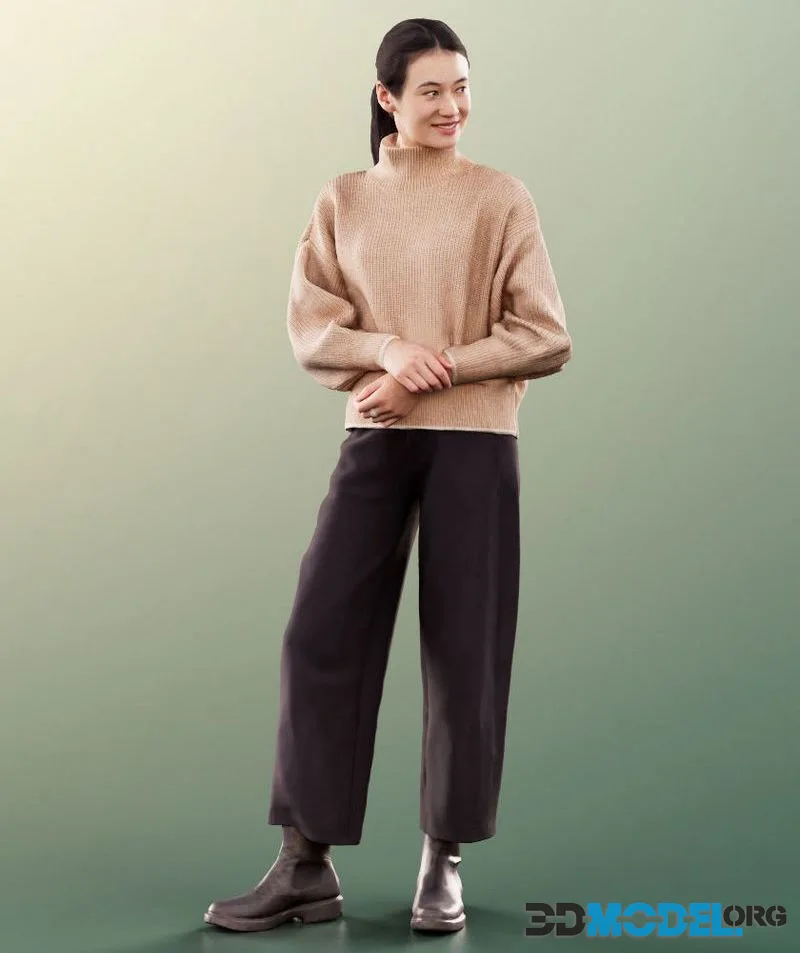 Asian Woman Standing In Casual Outfit (PBR)