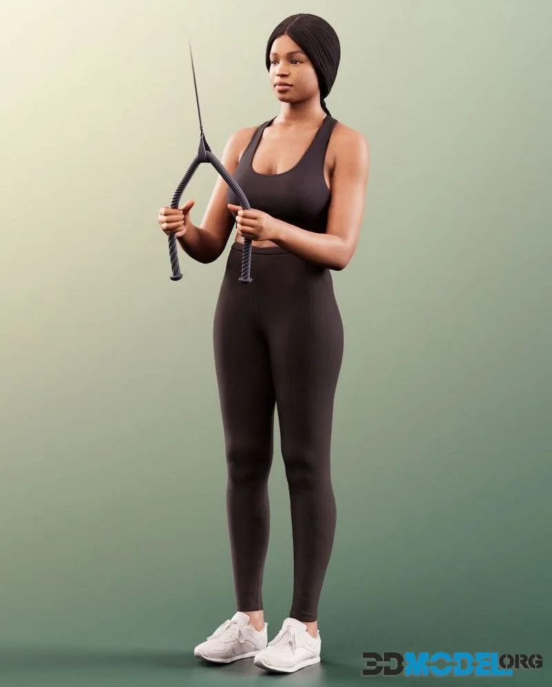 Athletic Black Woman Making Sport low-poly (PBR)