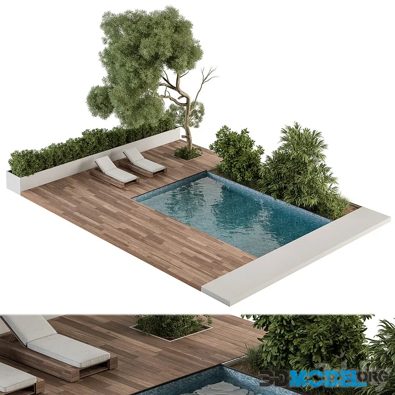 Backyard and Landscape Furniture with Pool - Set 63