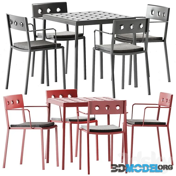 Balcony Unpolished Dining Armchair and Table by Hay