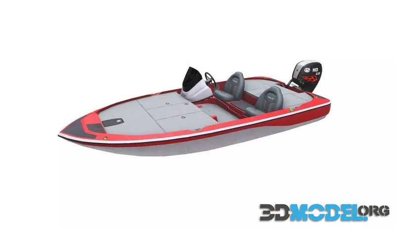 Bass Fishing Boat Low-poly (PBR)